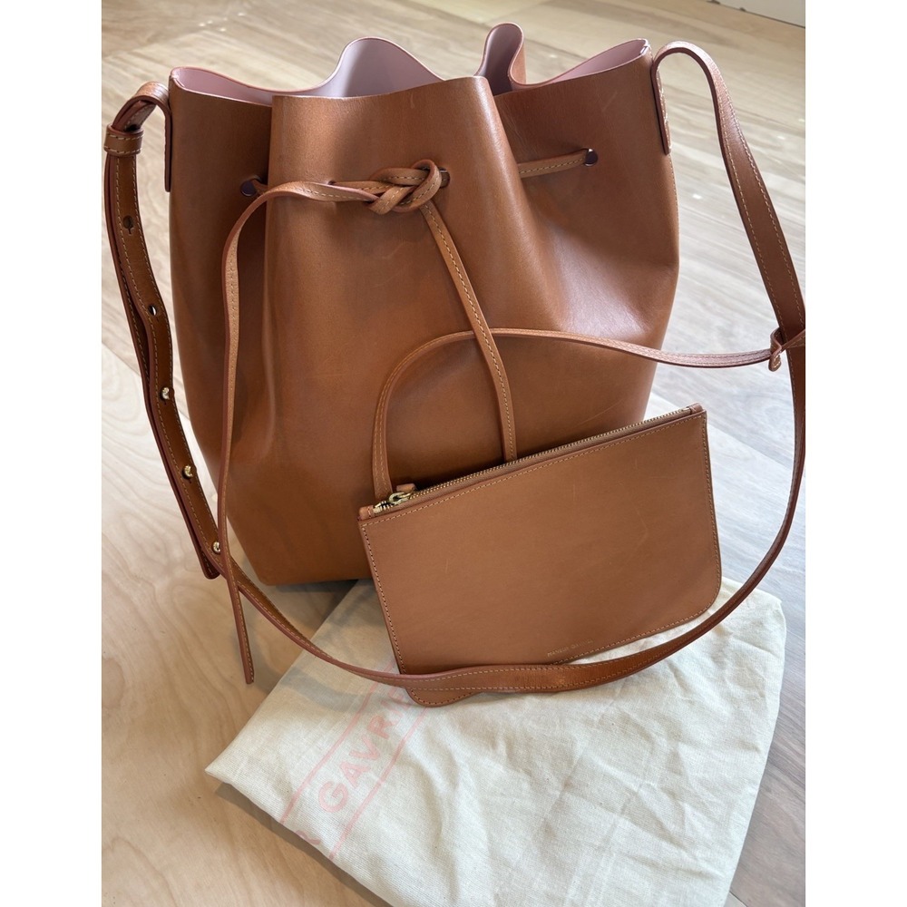 Mansur Gavriel  Bucket Bag W/ Pouch Dust Bag Tan Italian Leather Quiet Luxury